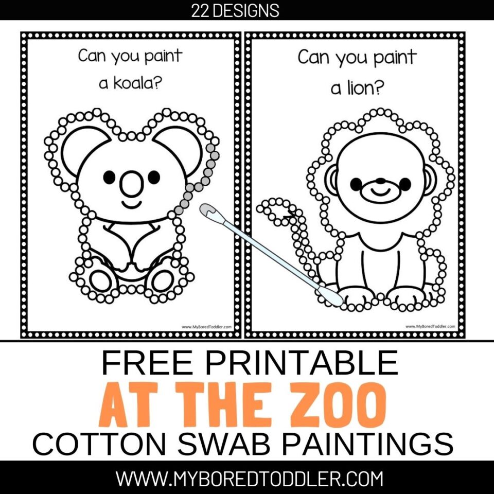 Free Printable Zoo Animal Cotton Swab Painting My Bored Toddler