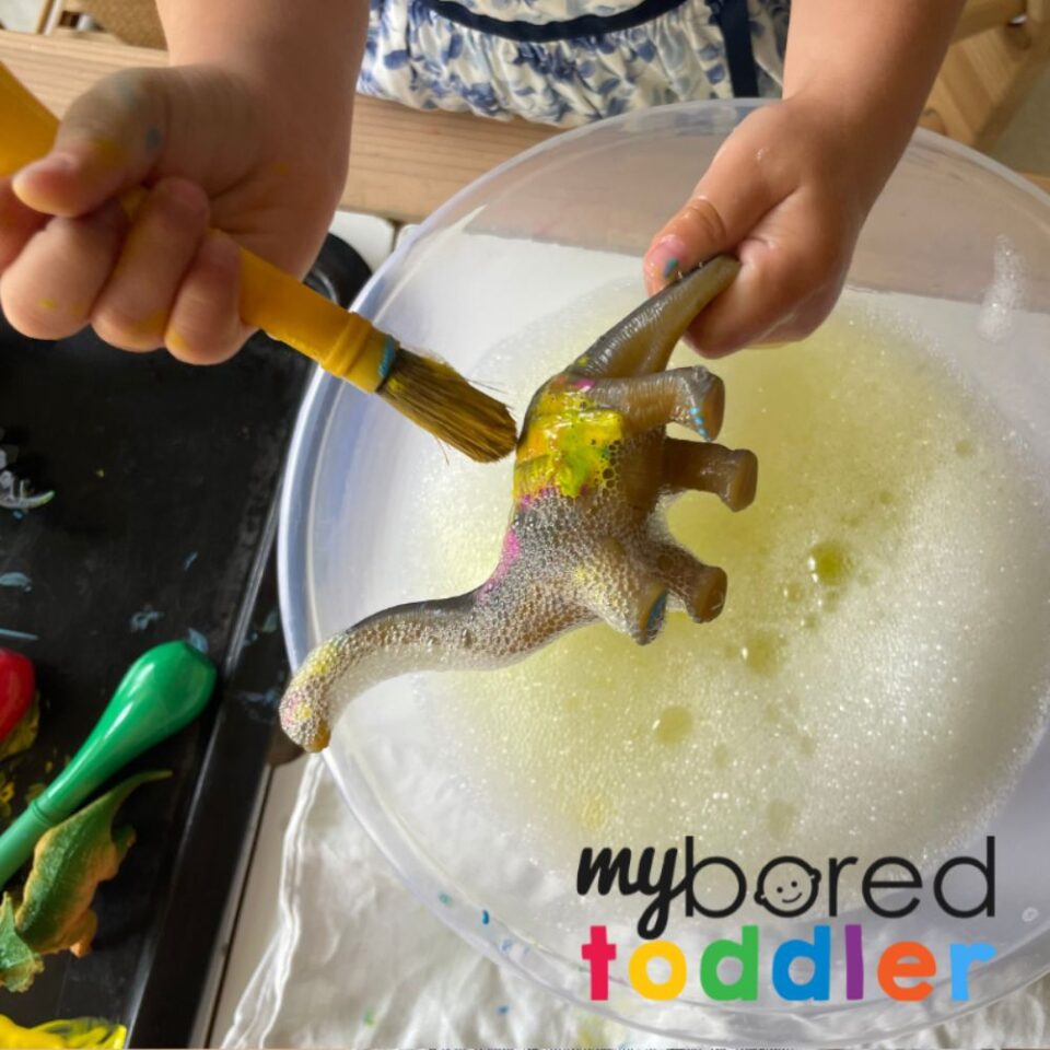 Dinosaur Figure Painting - My Bored Toddler Easy to setup!