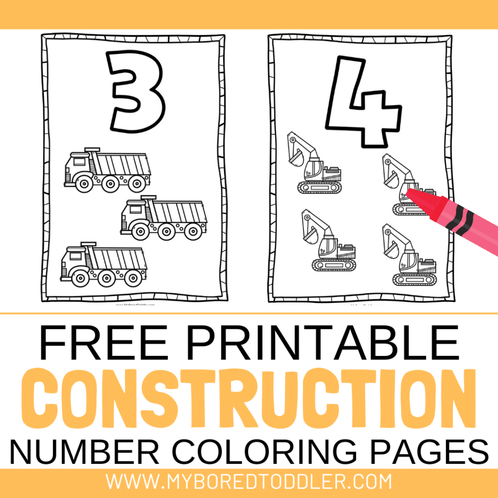 free printable number coloring pages construction trucks planes boats trains toddler preschool 