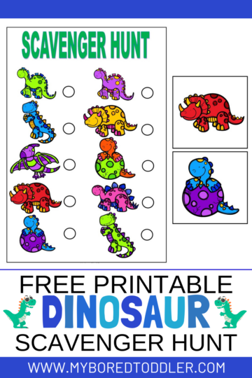 Dinsosaur Scavenger Hunt [FREE PRINTABLE] - My Bored Toddler