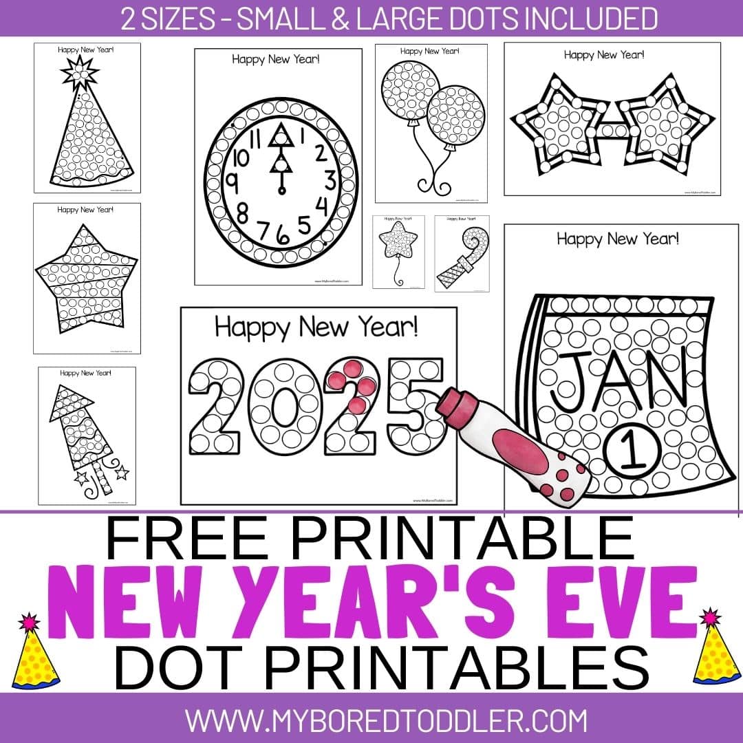 free printable new year's eve dot printables - My Bored Toddler