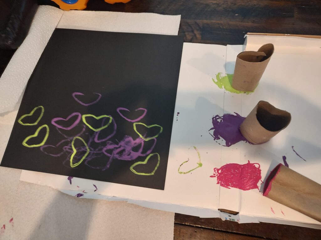 valentine's day toilet roll heart stamping