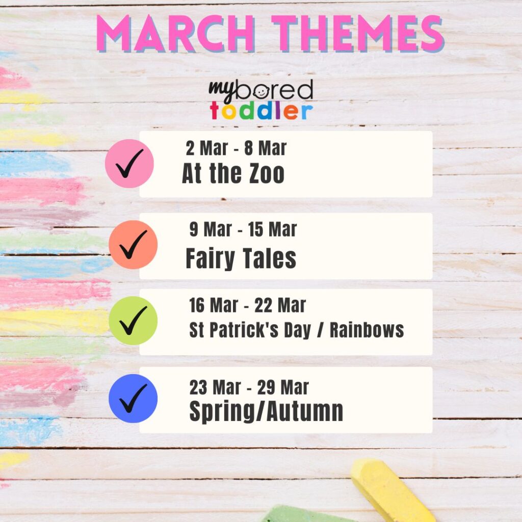 March themes toddler activity weekly themes