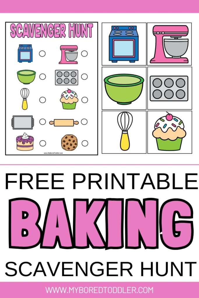 free printable baking scavenger hunt for toddlers and preschoolers pinterest