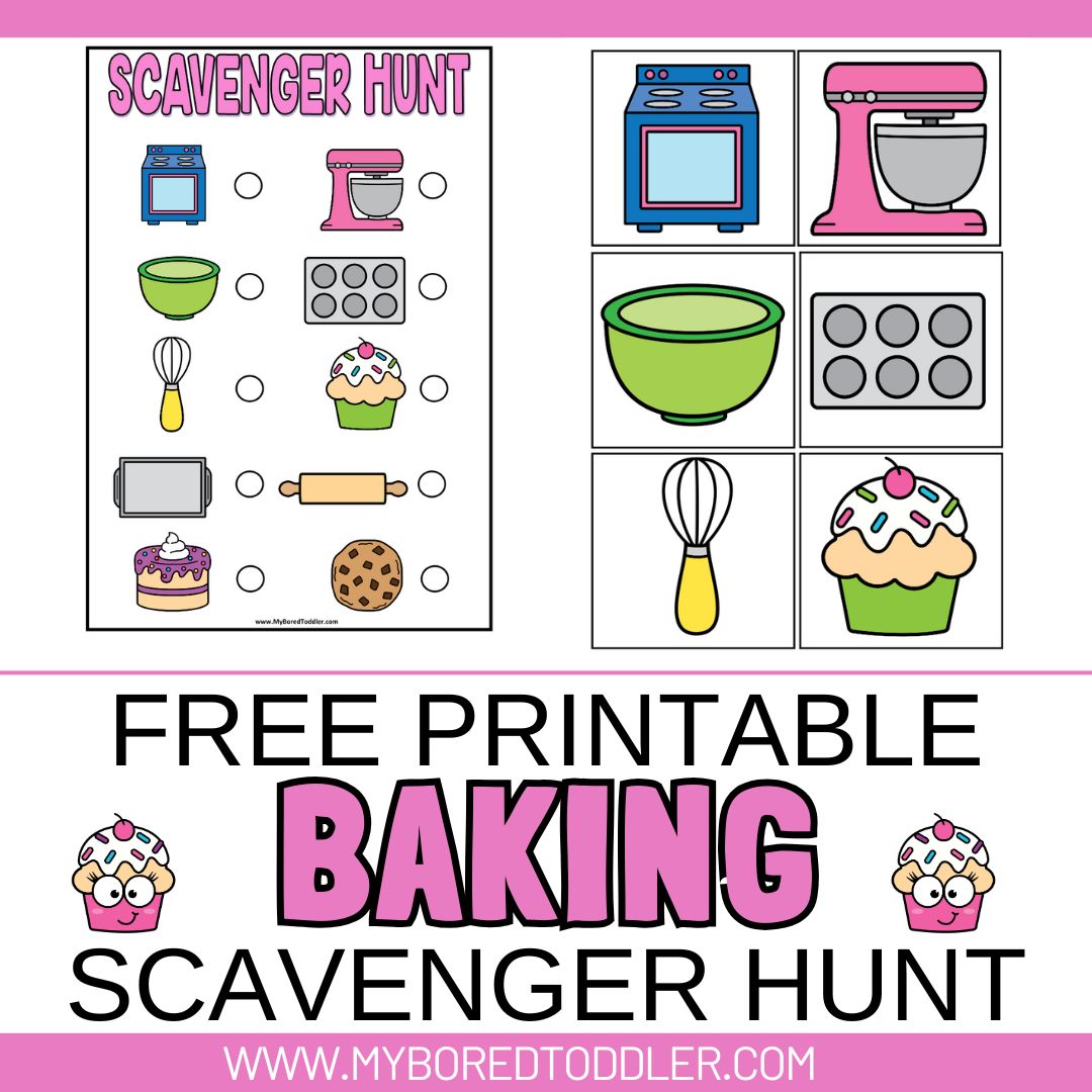free printable baking scavenger hunt for toddlers and preschoolers