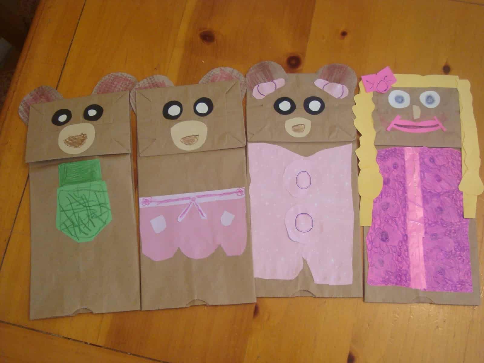 goldilocks puppets paper bag weekly activity plan fairy tales