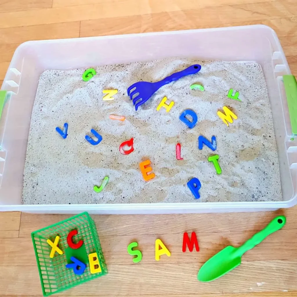 alphabet sensory bin