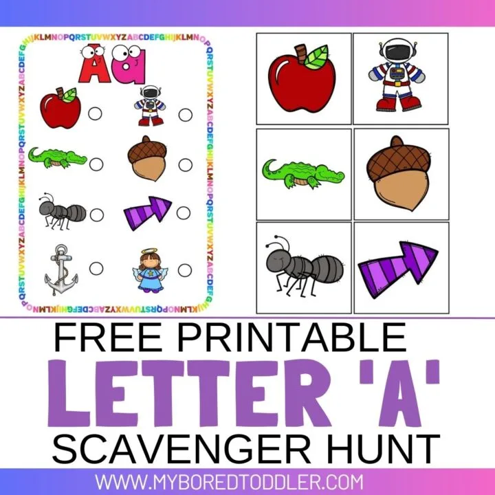 free printable letter A scavenger hunt