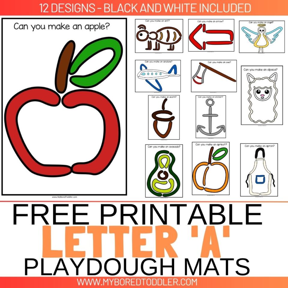 LETTER OF THE WEEK (A) Playdough Mats - FREE PRINTABLE - My Bored Toddler