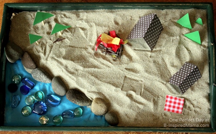 camping sensory bin