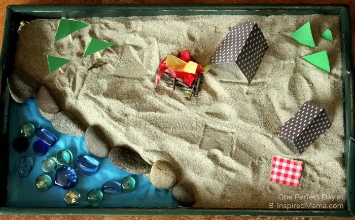 camping sensory bin