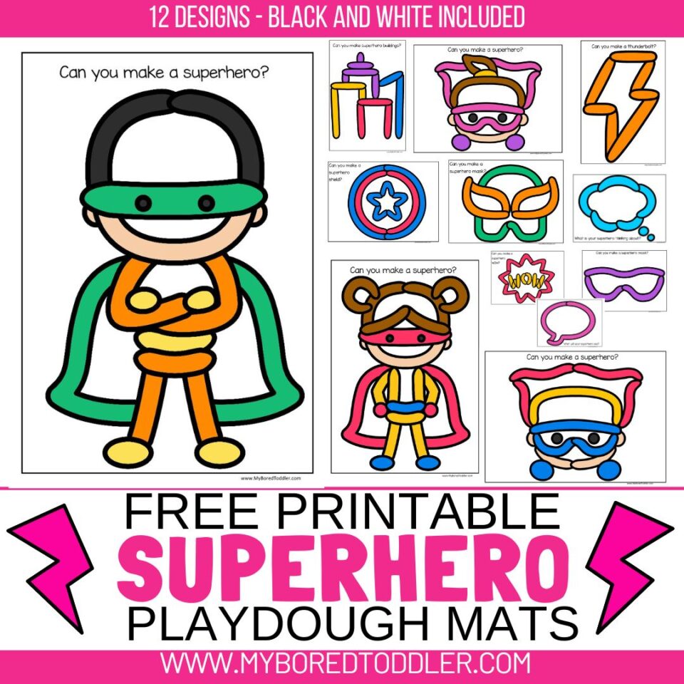 SUPERHERO PLAYDOUGH MATS [FREE PRINTABLE] - My Bored Toddler
