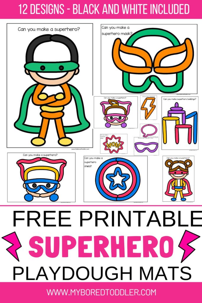 FREE PRINTABLE SUPERHERO PLAYDOUGH MATS TODDLER PRESCHOOL PINTEREST