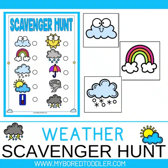 weather scavenger hunt free toddlers preschool